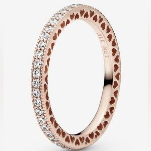 Authentic NEW Pandora Sparkle & Hearts Ring 14K RGP CZ